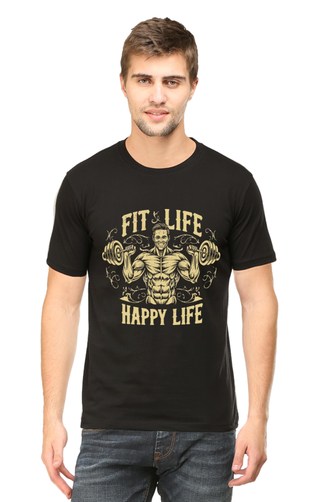 Fit Life Happy Life-Gym Unisex T-Shirt